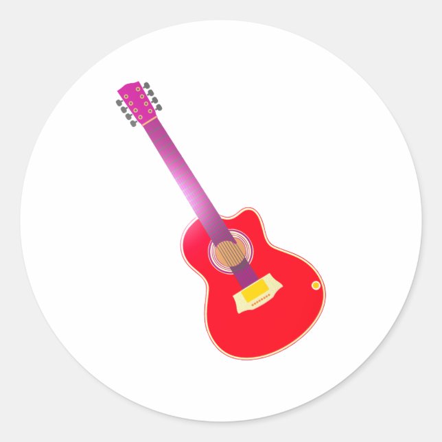 guitar classic round sticker (Front)