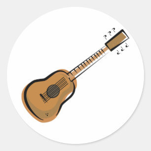 guitar classic round sticker