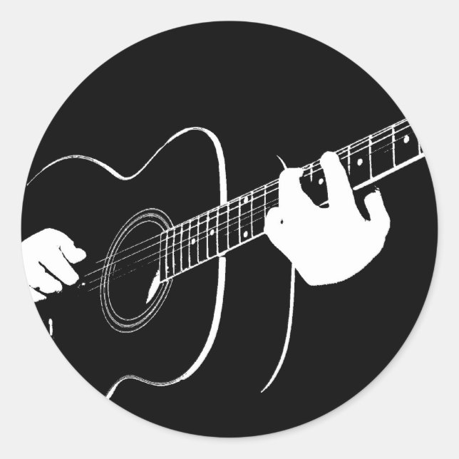 guitar classic round sticker (Front)