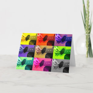 Guitar Collage of Colour - Blank Greeting Card