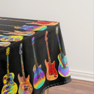 guitar colorful music pattern tablecloth