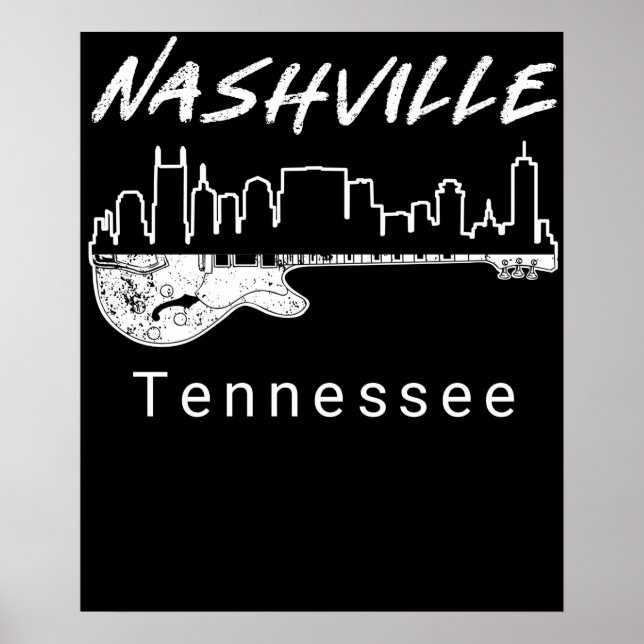 Guitar Country Music Souvenir Gift Nashville Poster (Front)