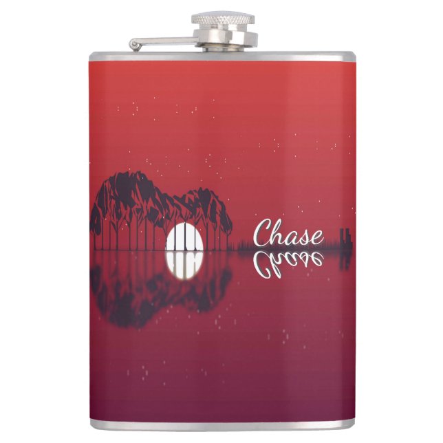 Guitar Cove Name on Guitar Neck Hip Flask (Front)