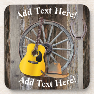 Guitar Cowboy hat Wagon Wheel Horseshoe  Coaster