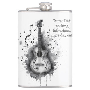 Guitar Dad personalised flask. Father's Day Hip Flask