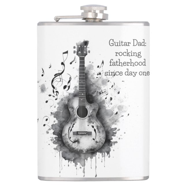 Guitar Dad personalised flask. Father's Day  Hip Flask (Front)