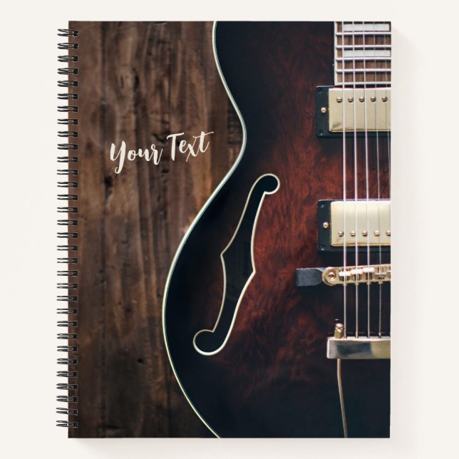 Guitar Dark Wood Music  Notebook (Front)