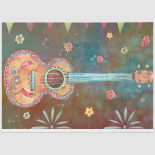 Guitar Decoupage Paper Dia De Los Muertos