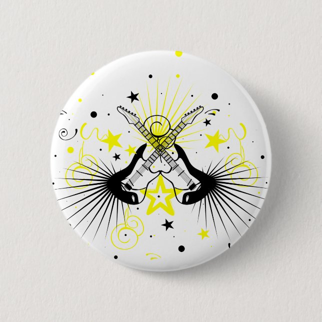 Guitar Design 6 Cm Round Badge (Front)