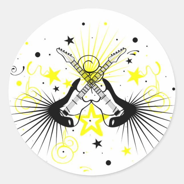 Guitar Design Classic Round Sticker (Front)