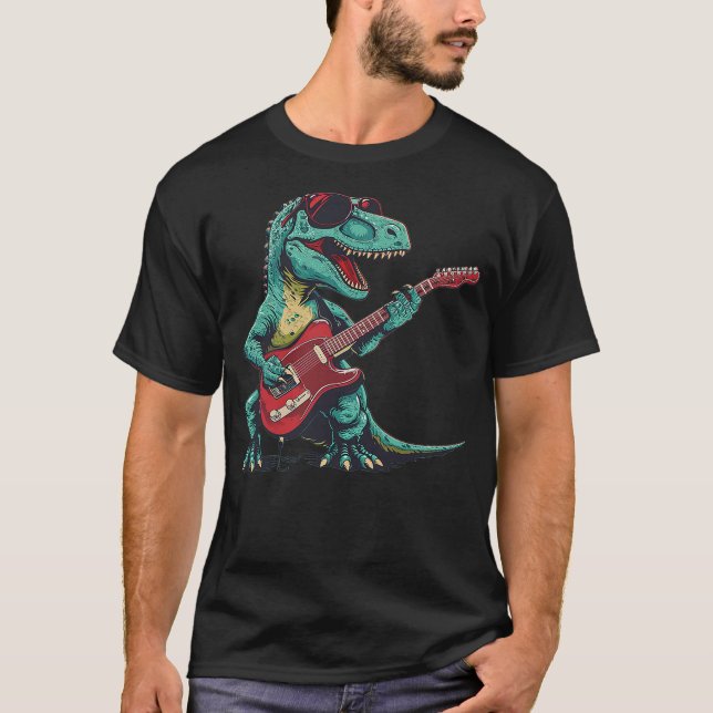 Guitar dinosaur for Jurassic and music lovers T-Shirt (Front)