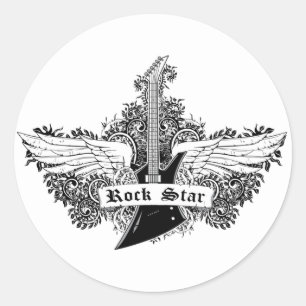 Guitar ~ Electric Guitar Rock Star Classic Round Sticker
