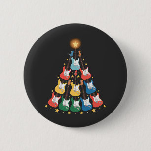 Guitar Electric Music Instruments Christmas Tree 6 Cm Round Badge