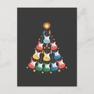 Guitar Electric Music Instruments Christmas Tree  Announcement Postcard