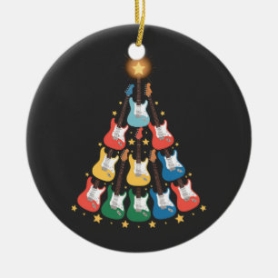 Guitar Electric Music Instruments Christmas Tree  Ceramic Ornament