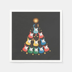 Guitar Electric Music Instruments Christmas Tree  Napkin