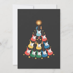 Guitar Electric Music Instruments Christmas Tree Thank You Card