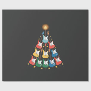 Guitar Electric Music Instruments Christmas Tree  Wrapping Paper