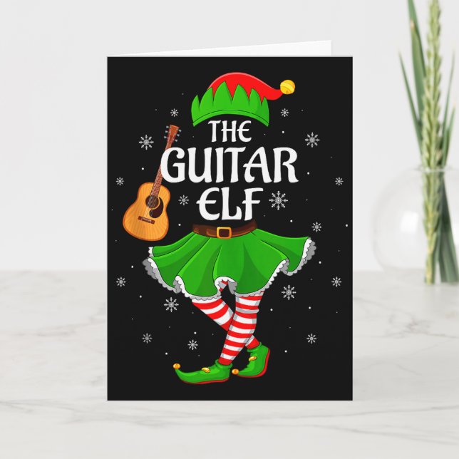 Guitar Elf Christmas Family Girls Women Elf Squad  Card (Front)