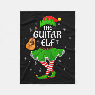 Guitar Elf Christmas Family Girls Women Elf Squad  Fleece Blanket
