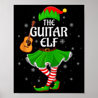 Guitar Elf Christmas Family Girls Women Elf Squad