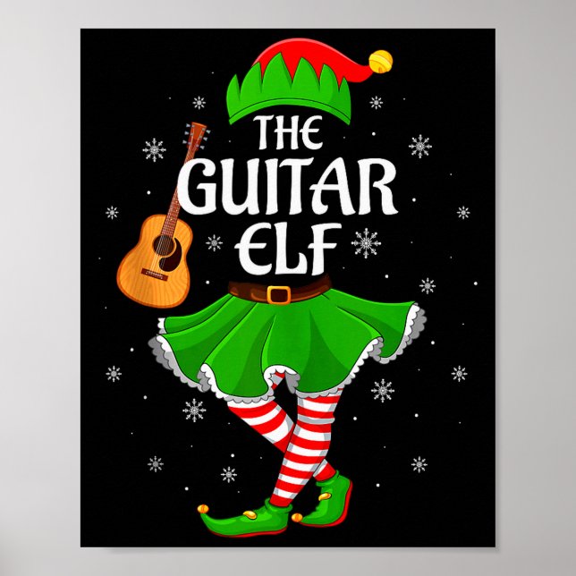 Guitar Elf Christmas Family Girls Women Elf Squad  Poster (Front)