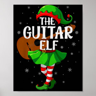 Guitar Elf Christmas Girls Women Elf Squad Xmas Fa Poster