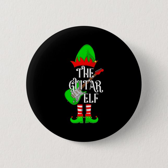 Guitar Elf Christmas Pajamas Matching Family Elf S 6 Cm Round Badge (Front)
