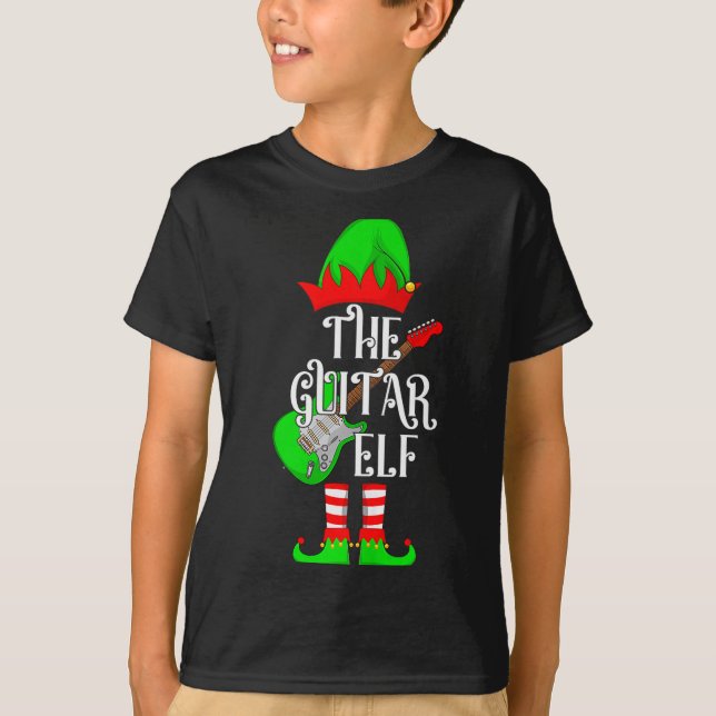 Guitar Elf Christmas Pajamas Matching Family Elf S T-Shirt (Front)