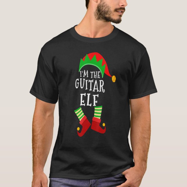 Guitar Elf Matching Family Group Christmas Elf Par T-Shirt (Front)