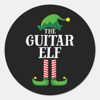Guitar Elf Matching Family Group Christmas Party  Classic Round Sticker