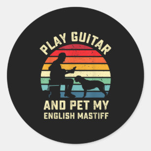 Guitar English Ma Lover Guitarist Pet Dog Owner Classic Round Sticker