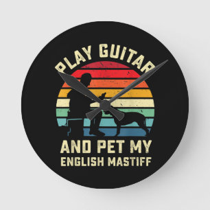 Guitar English Ma Lover Guitarist Pet Dog Owner Round Clock