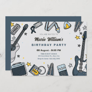 Guitar equipment birthday invitation