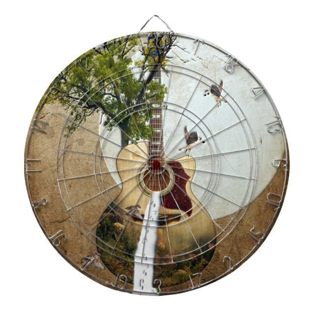 Guitar Fantasy Decorated Dartboard (Front)
