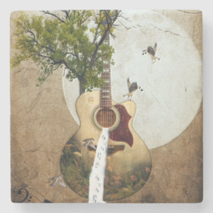 Guitar Fantasy Decorated Stone Coaster