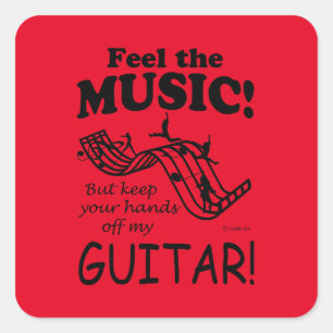 Guitar Feel The Music Square Sticker