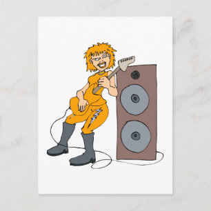guitar female punk orange against speaker.png postcard