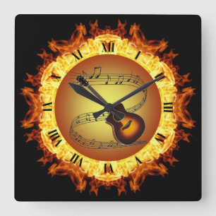 Guitar ~ Fire Creation #3 ~ Out Of The Crucible ~ Square Wall Clock