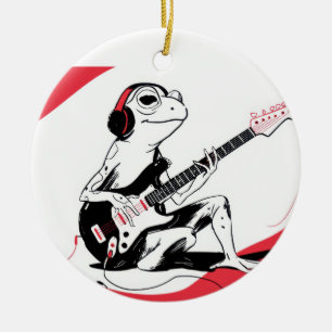 Guitar Frog – Cool Music Animal Art Ceramic Ornament