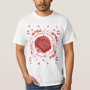 Guitar Fuzz Pedal, Red White Collage T-Shirt