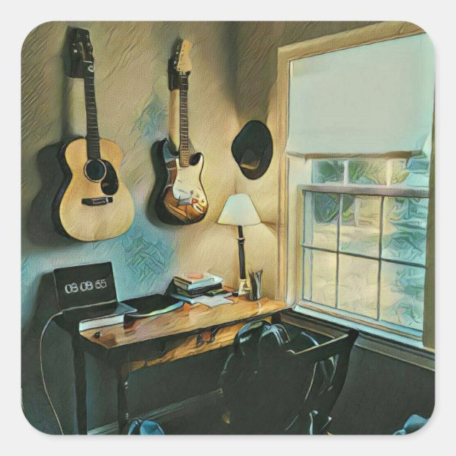 Guitar gifts for girlfriend square sticker (Front)