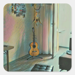 Guitar gifts for her square sticker