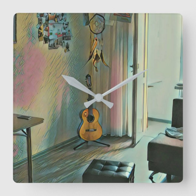 Guitar gifts for her square wall clock (Front)