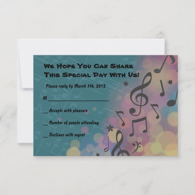 Guitar Girl Bat Bar Mitzvah Invitation Reply Card (Front)