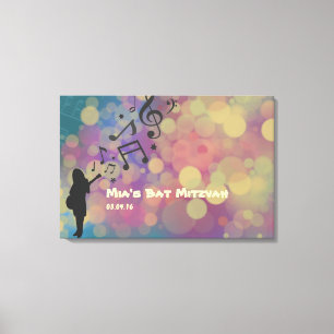 Guitar Girl Bat Mitzvah Sign-In Board Canvas Print