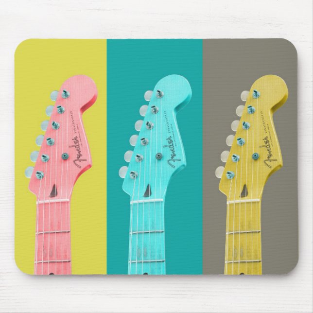 Guitar Girl modern pastel colourful music Mouse Pad (Front)