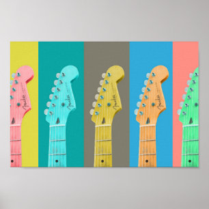 Guitar Girl modern pastel colourful music Poster