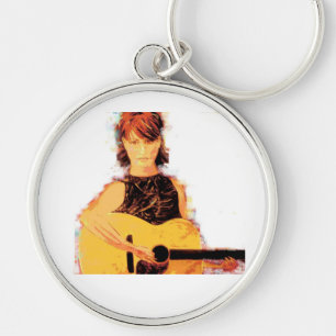 guitar girl playin' key ring