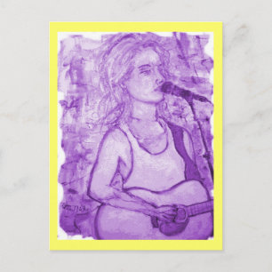 guitar girl postcard